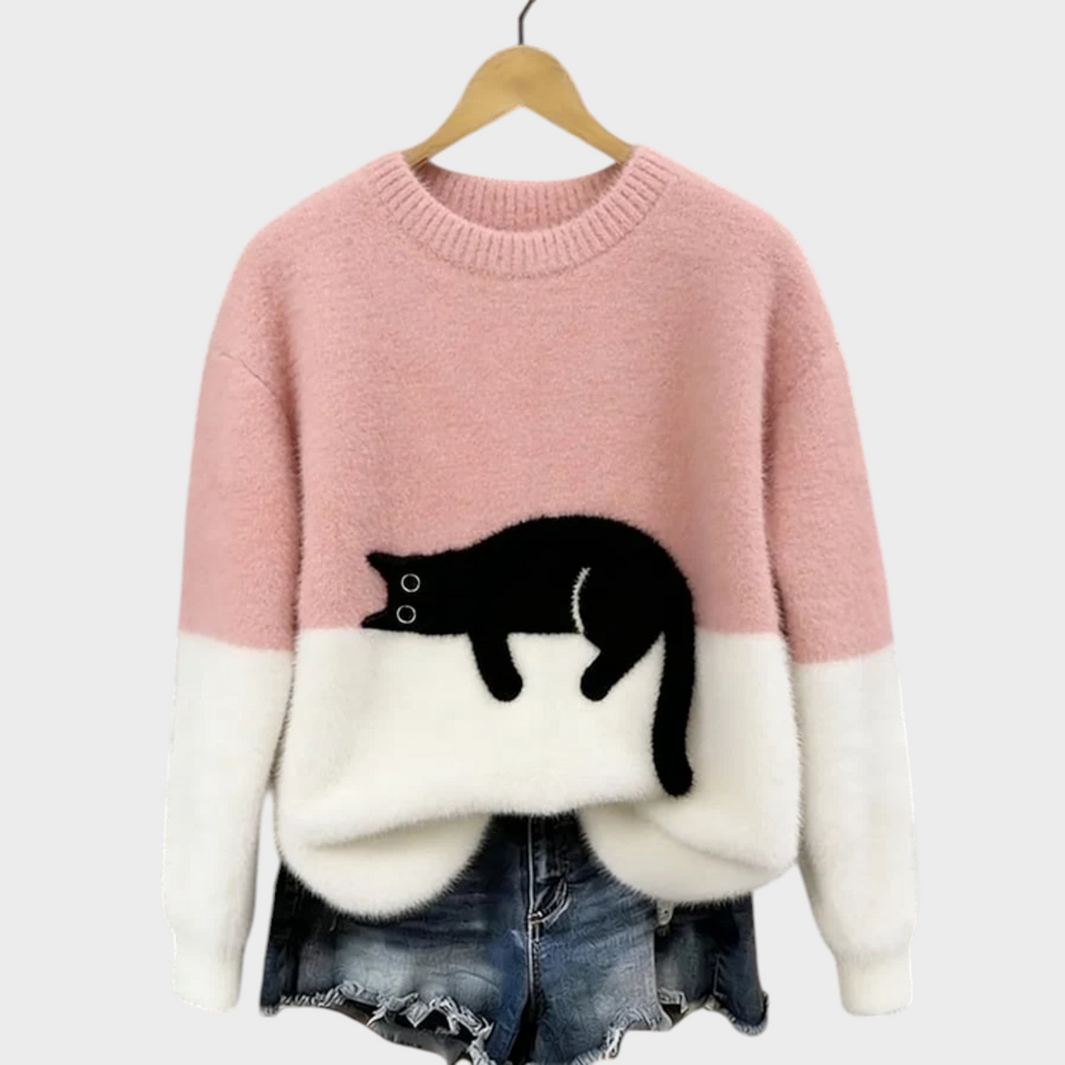 Patrycja | Sweter Oversize z Wzorem Kota