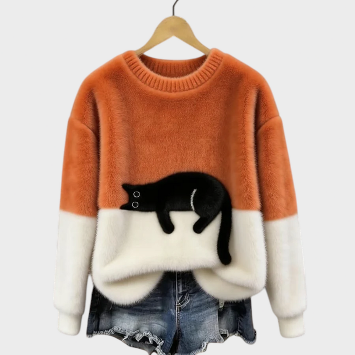 Patrycja | Sweter Oversize z Wzorem Kota