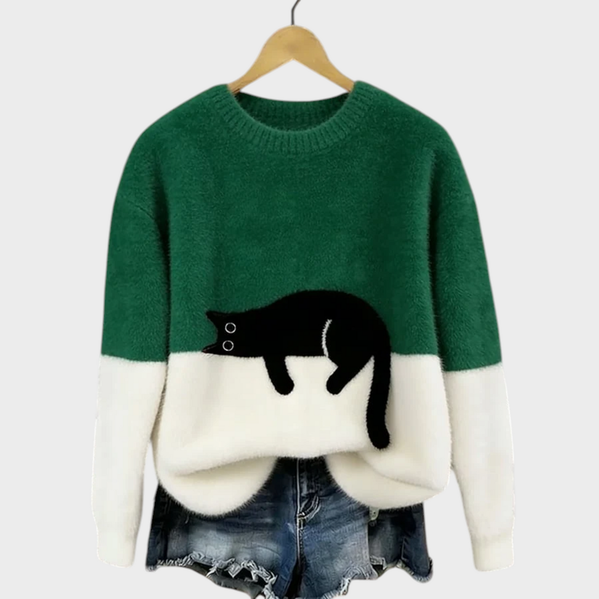 Patrycja | Sweter Oversize z Wzorem Kota