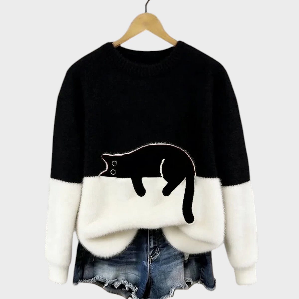 Patrycja | Sweter Oversize z Wzorem Kota