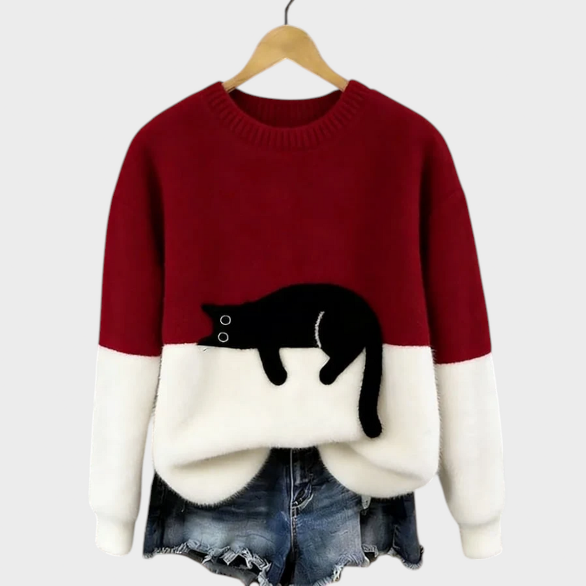 Patrycja | Sweter Oversize z Wzorem Kota