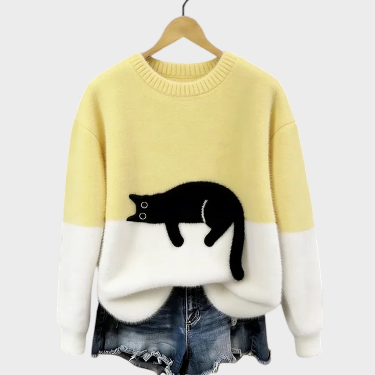 Patrycja | Sweter Oversize z Wzorem Kota