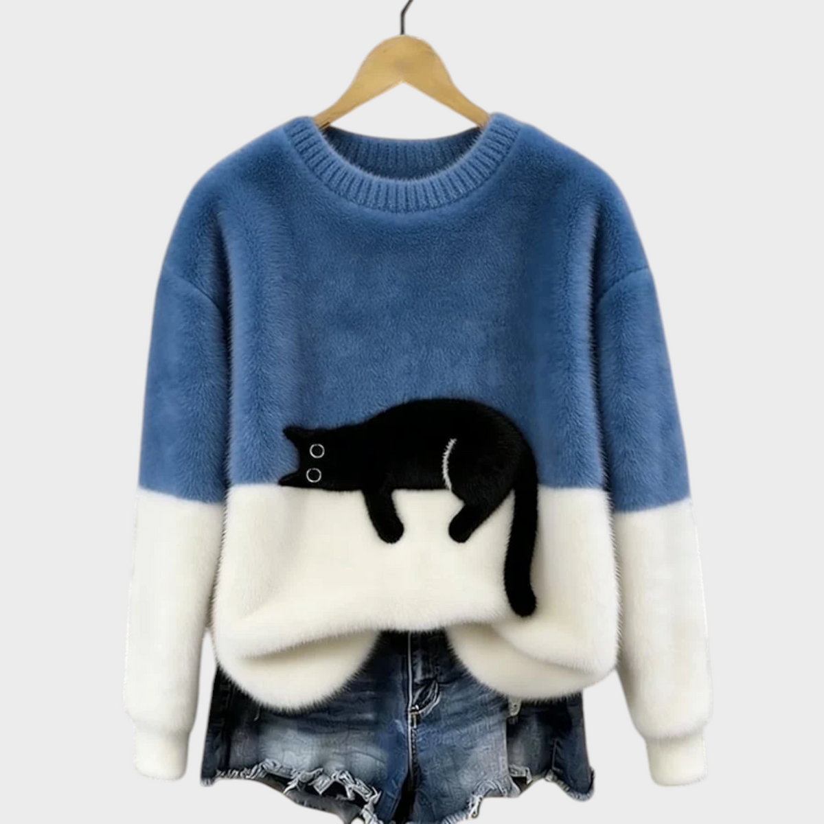 Patrycja | Sweter Oversize z Wzorem Kota