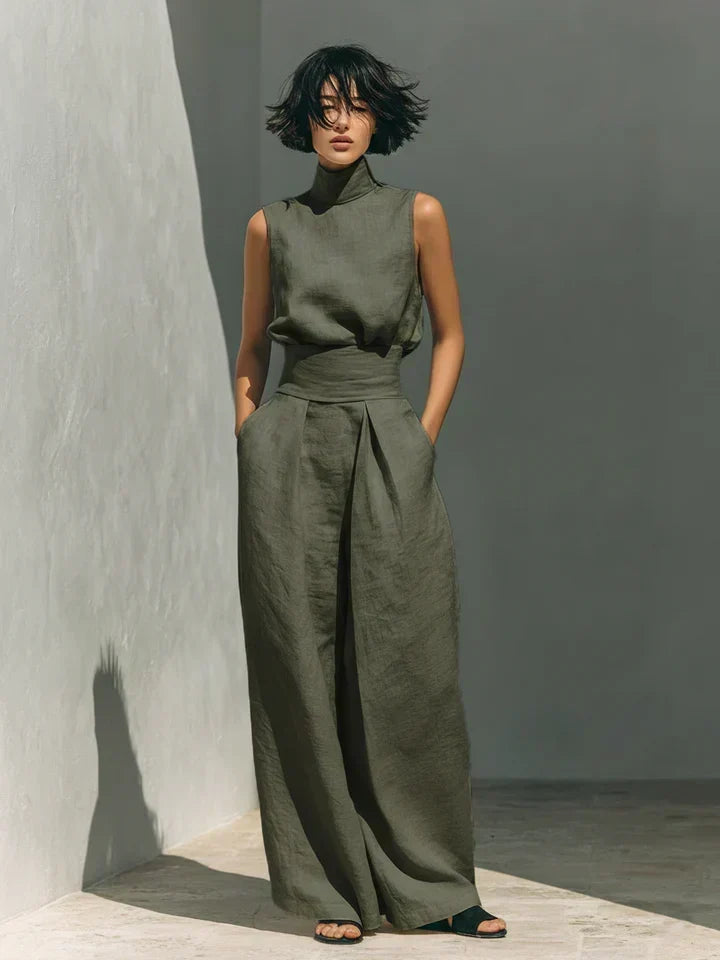 Martyna | Minimalistyczny zestaw z szerokimi spodniami