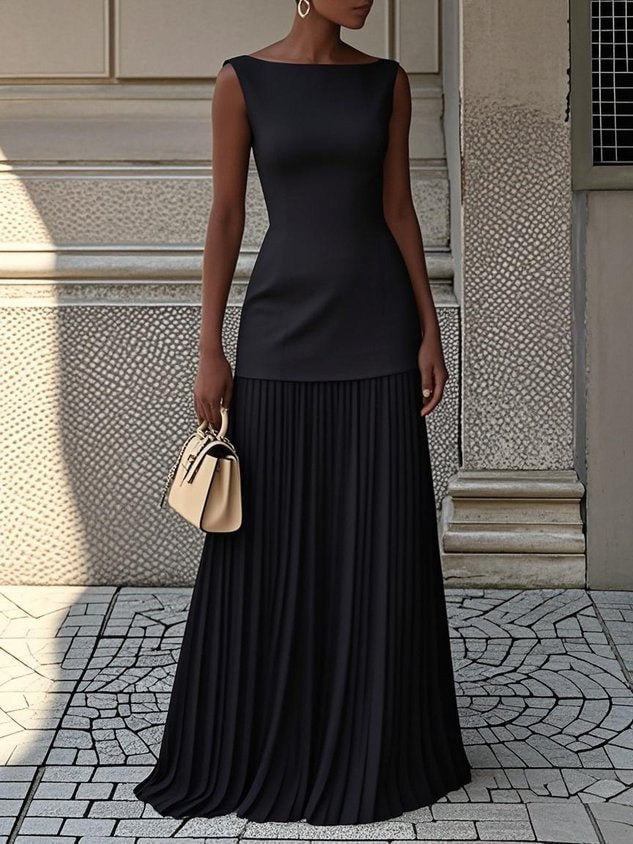 Joanna | Plisowana Sukienka Maxi