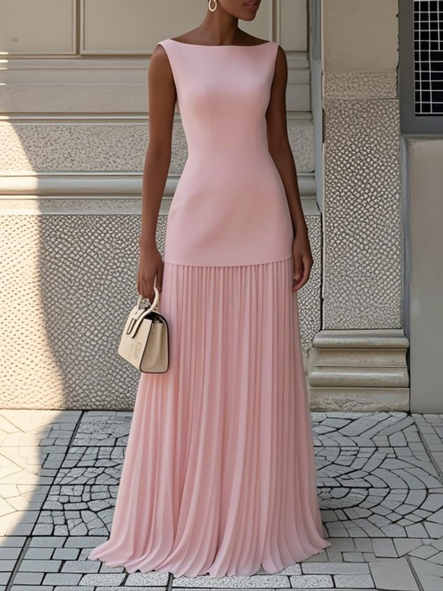Joanna | Plisowana Sukienka Maxi