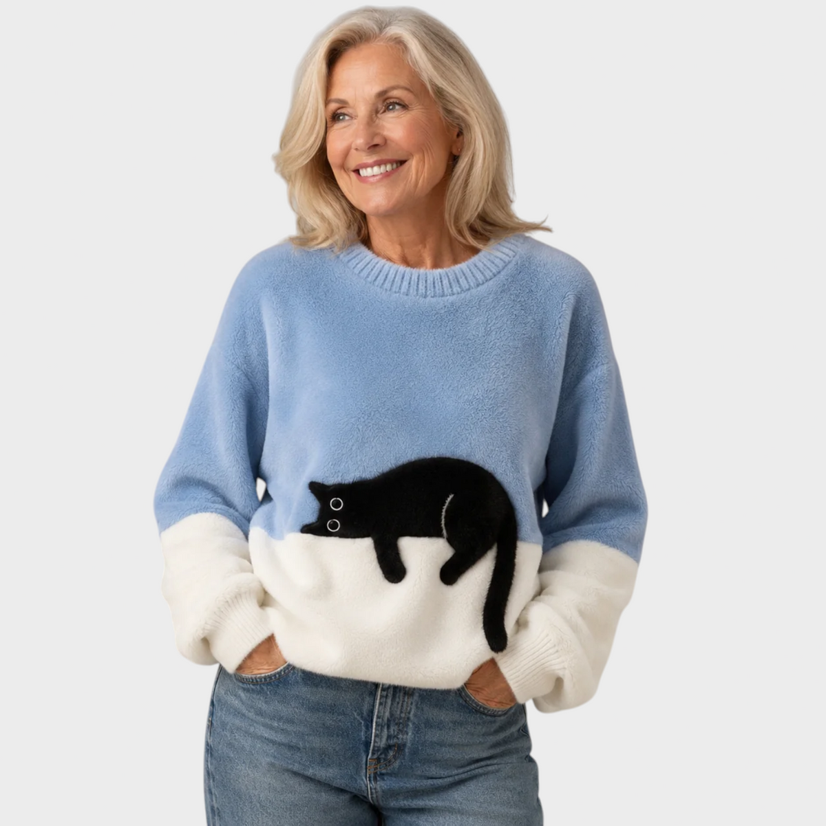 Patrycja | Sweter Oversize z Wzorem Kota