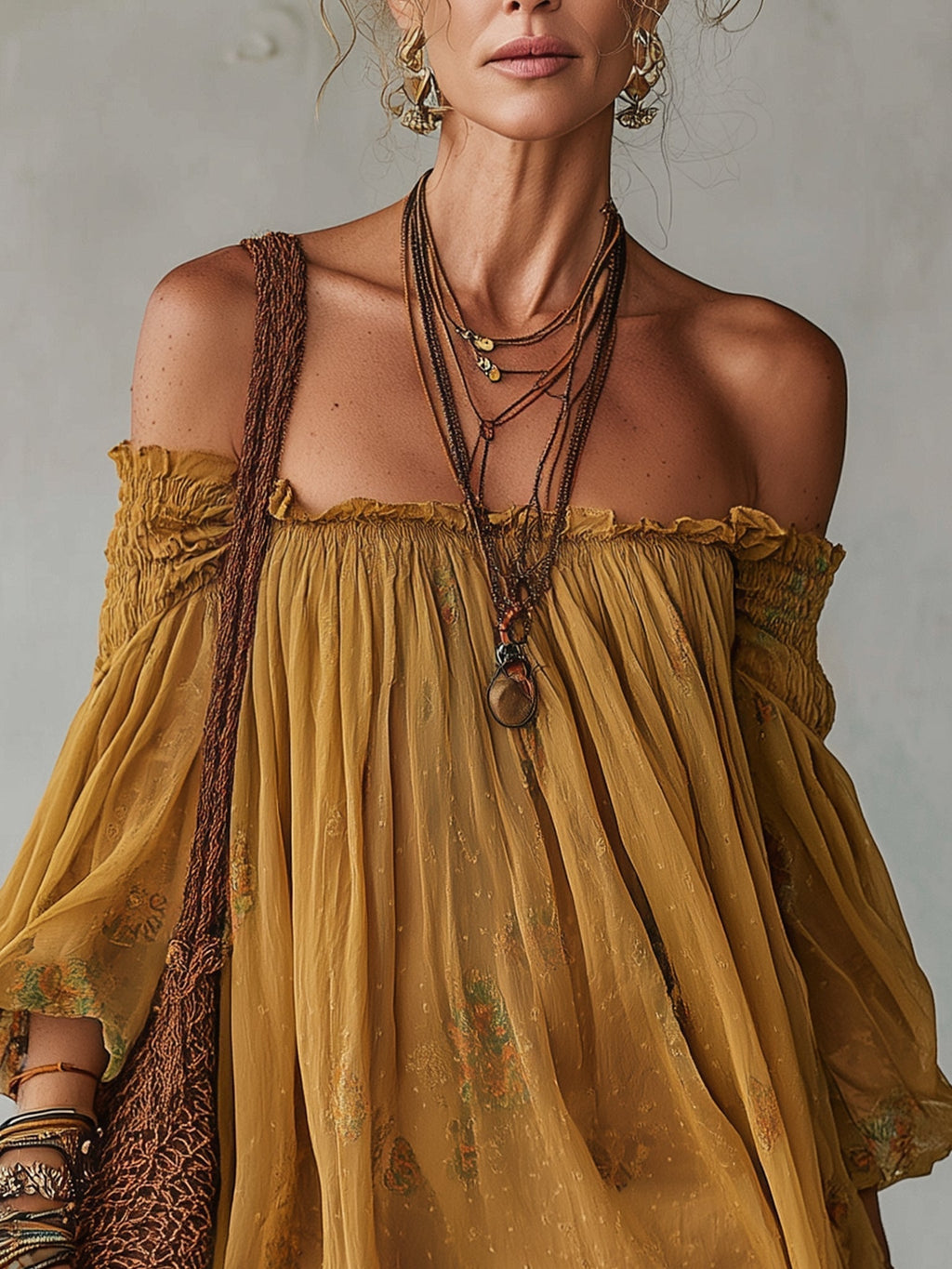 Lena | Mini żółta sukienka w kwiaty Off Shoulder